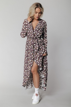 Gekleurde dames jurk Colourfull Rebel - Vally Mini Flower Maxi Blazer Collar Dress