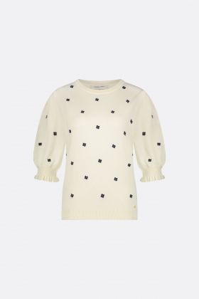 Witte dames pullover Fabienne Chapot - Holly short Sleeve embro pullover