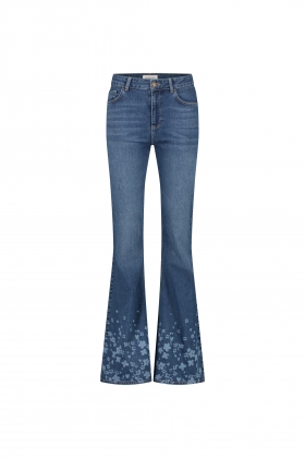 Blauwe dames jeans met bedrukking - Fabienne Chapot - Eva extra flare jeans - denim - medium wash